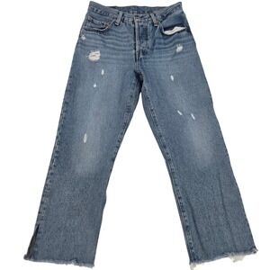 Levi's Premium 501 Original Cropped Jeans Women's 26x26 Distress Ripped BTN‎ Fly
